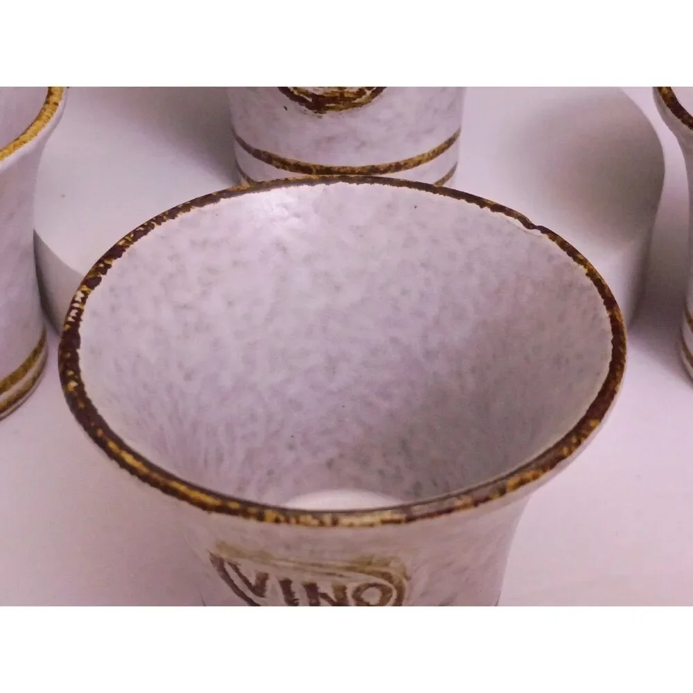 Pottery Craft Set Of 4 VINO Cups MCM Vtg Robert Maxwell Made USA Stoneware Brown